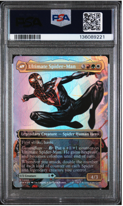 2025 MTG MARVEL'S SPIDER-MAN 0200 MILES MORALES/ULTIMATE SPIDER-MAN FOIL PSA 10 - Image 2