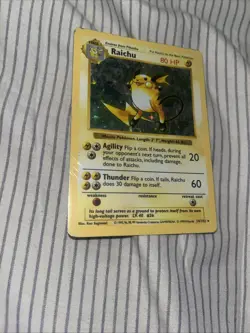 Pokemon Raichu Holo Rare Shadowless Base Set #14 - Image 2