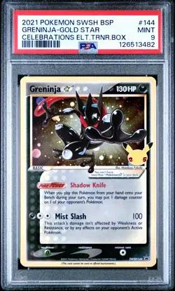2021 POKEMON SWSH BLACK STAR PROMO #144 GRENINJA-GOLD STAR PSA 9 - Image 1