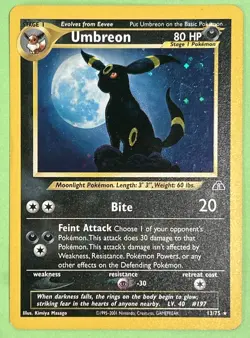 Umbreon Neo Discovery 13/75 Holo Rare Moon Pokemon Foil NEAR MINT NO PLAY - Image 1