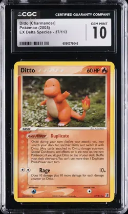 2005 POKEMON EX DELTA SPECIES #37/113 DITTO (CHARMANDER) CGC 10 GEM MINT - Image 1
