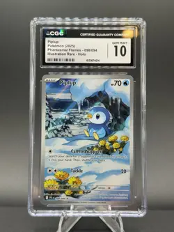 2025 POKEMON PHANTASMAL FLAMES ILLUSTRATION RARE #098 PIPLUP CGC 10 - Image 1