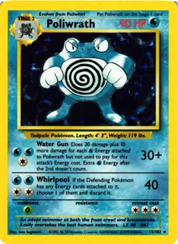 Pokemon TCG Poliwrath 13/102 Base Set Holo VLP - Image 1