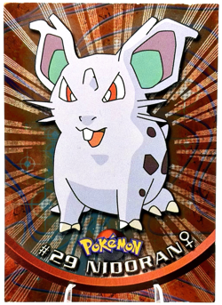 1999 Pokemon Topps TV Animation Nidoran Silver Holo Foil #29 Black Logo LP - Image 1