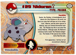 1999 Pokemon Topps TV Animation Nidoran Silver Holo Foil #29 Black Logo LP - Image 2