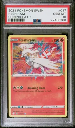 PSA 10 Reshiram Shining Fates Holo Amazing Rare 017/072 Pokemon English Gem - Image 1