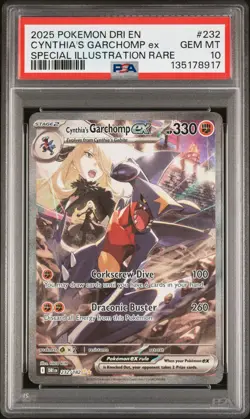 2025 POKEMON DRI EN-DESTINED RIVALS #232 CYNTHIA'S GARCHOMP EX PSA 10 - Image 1