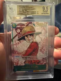 2025 One Piece OP13-118 Monkey D Luffy ALT ART SEC • BGS 9.5 QUAD ++ - Image 1