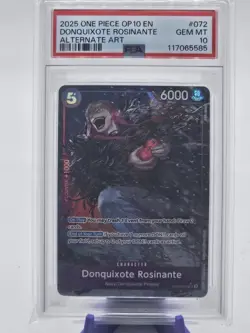 PSA 10 2025 ONE PIECE OP10 ROYAL BLOOD ALTERNATE ART 072 DONQUIXOTE ROSINANTE EN - Image 1