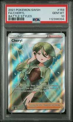 Pokemon Card Cheryl Battle Styles Full Art #159 PSA 10 Gem Mint LOW POP FULL ART - Image 1