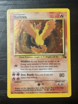 Pokemon TCG Moltres Fossil Set Holo Rare Card 12/62 LP - Image 1