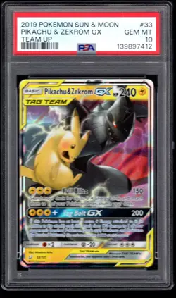 2019 POKEMON SUN & MOON PIKACHU & ZEKROM GX TEAM UP 33/181 PSA 10 GEM MINT - Image 1