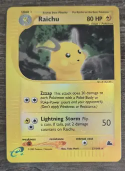 2003 POKEMON SKYRIDGE #27 RAICHU-REVERSE Holo Foil E-reader Pikachu - LP Grade - Image 1