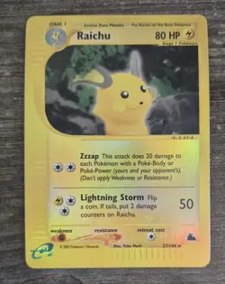 2003 POKEMON SKYRIDGE #27 RAICHU-REVERSE Holo Foil E-reader Pikachu - LP Grade - Image 2