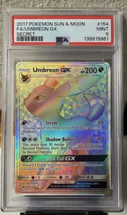 2017 Pokemon Sun & Moon Umbreon GX 154/149 Secret Rare PSA 9 - Image 1