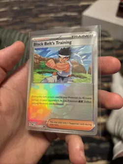 BLACK BELT'S TRAINING 097/131 PRISMATIC EVOLUTIONS POKEMON (POKE BALL HOLO, NM) - Image 1