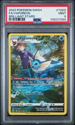 [PSA 9] Vaporeon TG02/TG03 Brilliant Stars Trainer Gallery Alternate Art POKEMON - Image 1