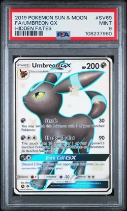 [PSA 9] Umbreon GX SV69/SV94 Hidden Fates Shiny Secret Rare POKEMON - Image 1