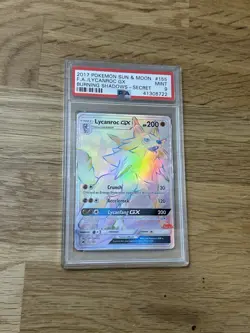 PSA 9 Pokemon TCG Lycanroc GX (Rainbow) 155/147 Sm-Burning Shadows Secret Rare - Image 1