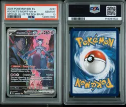 2025 POKEMON DESTINED RIVALS SPECIAL ILLUSTRATION TEAM ROCKET'S MEWTWO EX PSA 10 - Image 3