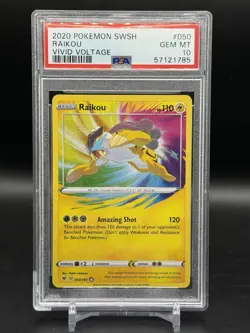 PSA 10 Raikou Amazing Rare Holo SWSH04: Vivid Voltage 050/185 Pokemon English - Image 1