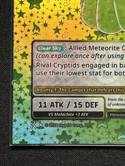 TEST CARD 2025 Cryptid Camp TCG Kickstarter Flatwoods Monster Borderless Holo - Image 2