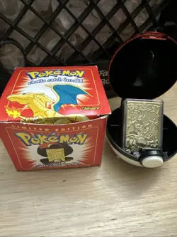 23K Gold Plated CHARIZARD Trading Card 1999 Burger King Pokemon Ball Red - Image 1