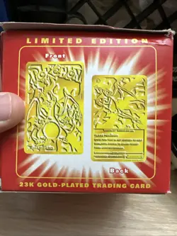 23K Gold Plated CHARIZARD Trading Card 1999 Burger King Pokemon Ball Red - Image 5
