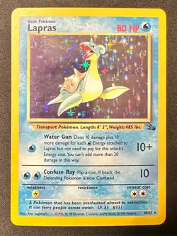 Lapras 10/62 1999 Fossil Set Pokemon Card TCG Vintage WOTC Holo Rare - Lp - Image 1