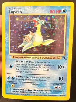 Lapras 10/62 1999 Fossil Set Pokemon Card TCG Vintage WOTC Holo Rare - Lp - Image 2