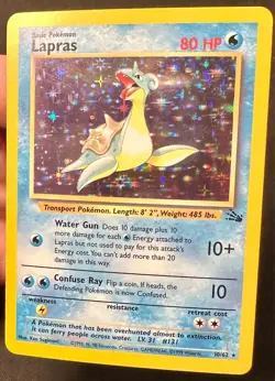 Lapras 10/62 1999 Fossil Set Pokemon Card TCG Vintage WOTC Holo Rare - Lp - Image 3