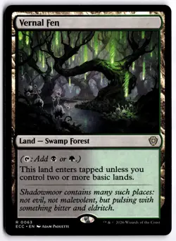 Vernal Fen NM ECC Commander: Lorwyn Eclipsed MTG - Image 1