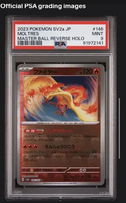 MINT✨ 2023 Pokemon Japanese SV2a 151 Moltres Master Ball Reverse Holo #146 PSA 9 - Image 1