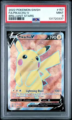 Pikachu V - 2022 Pokemon Sword & Shield Brilliant Stars #157 PSA 9 - Image 1
