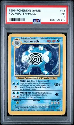 PSA 1 Poliwrath Base Set Holo Foil Rare 13/102 1999 Pokemon WoTC PR - Image 1