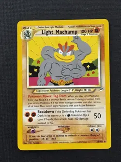 Pokemon Light Machamp 25/105 Neo Destiny Rare 100HP 50 Attack Fighting - Image 1