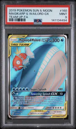 PSA 9 MINT Magikarp & Wailord GX Team Up Full Art Holo 2019 Pokemon 160/181 - Image 1