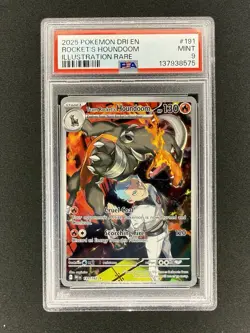 Pokemon Destined Rivals ~ ROCKET'S HOUNDOOM ~ PSA 9 ~ Illustration Rare 191/182 - Image 1