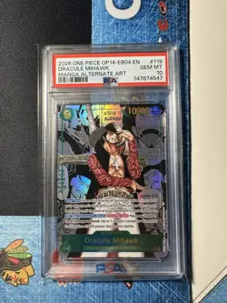 2026 ONE PIECE MANGA ALTERNATE ART OP14-EB04-119 DRACULE MIHAWK PSA 10 - Image 1