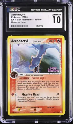 CGC 10 Aerodactyl EX Holon Phantoms 35/110 Reverse Holo Stamped Pokemon Card - Image 1