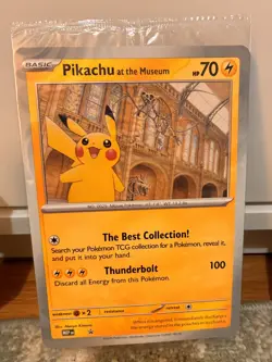 Pokemon x Natural History Museum Pikachu Plush, Jumbo Promo Card & Booklet - Image 4