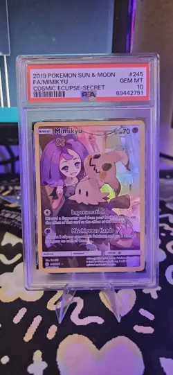 Pokemon Mimikyu Holo Secret Rare TCG Card 245/236 Cosmic Eclipse PSA 10 - Image 1