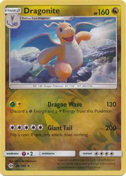 Pokemon Sun and Moon Base Dragonite Reverse Holo 96/149 - Image 1