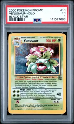2000 POKEMON PROMO BLACK STAR #13 VENUSAUR-HOLO PSA 1 - Image 1