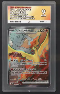 Pokemon Team Rocket's Moltres EX 208/182 Destined Rivals Stamped UPC Promo ACE 9 - Image 1