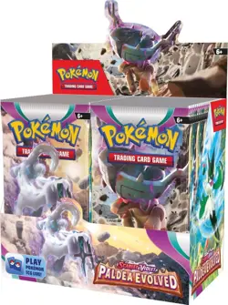 Pokemon Paldea Evolved Factory Sealed Booster Box in acrylic case - Image 1