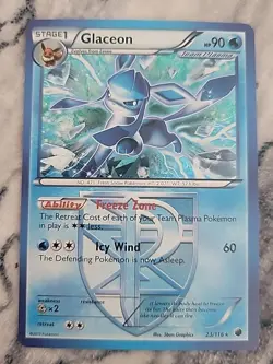 POKEMON PLASMA FREEZE EEVEELUTIONS LEAFEON 11/116 RARE & GLACEON 23/116 RARE - Image 2