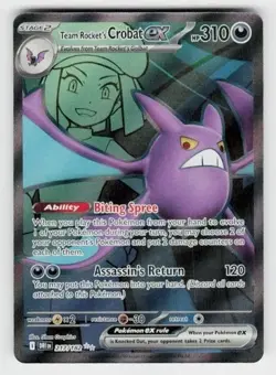 POKEMON TEAM ROCKET'S CROBAT EX #217 FULL ART DESTINED RIVALS NM CONDITION - Image 1