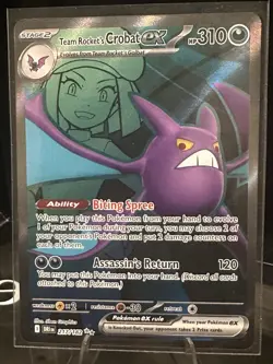 Pokemon Team Rocket's Crobat ex 217/182 Destined Rivals Holo 310 HP - Image 1
