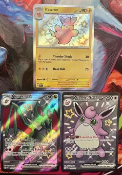 Paldean Fates Shiny Lot 3 Pokemon ex Noivern Wigglytuff Pawmo NM - Image 1